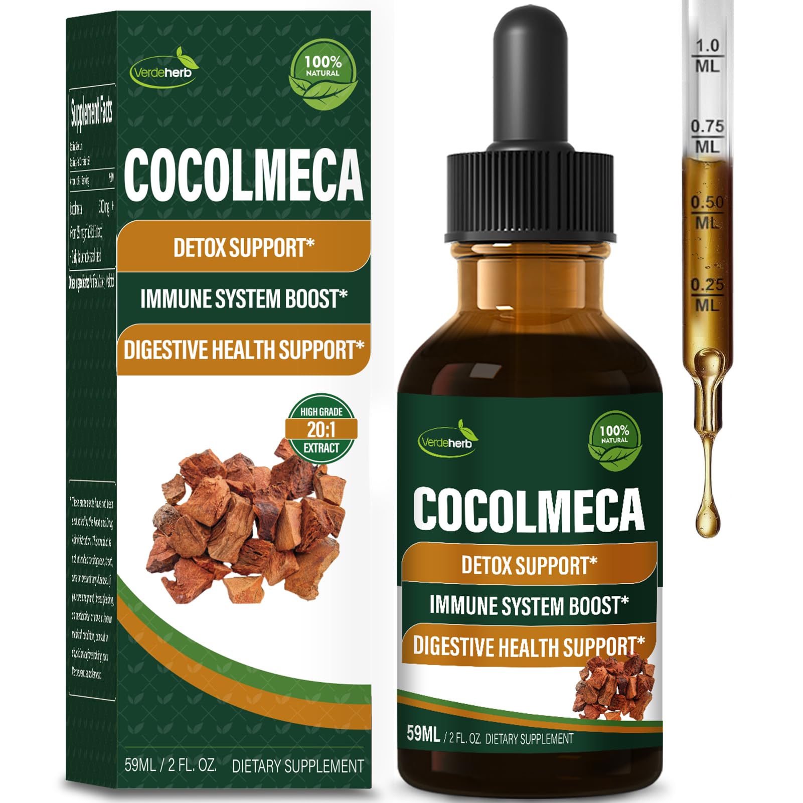 Amazon.com: Verdeherb Cocolmeca Bark Liquid Drops, Nature Herbal